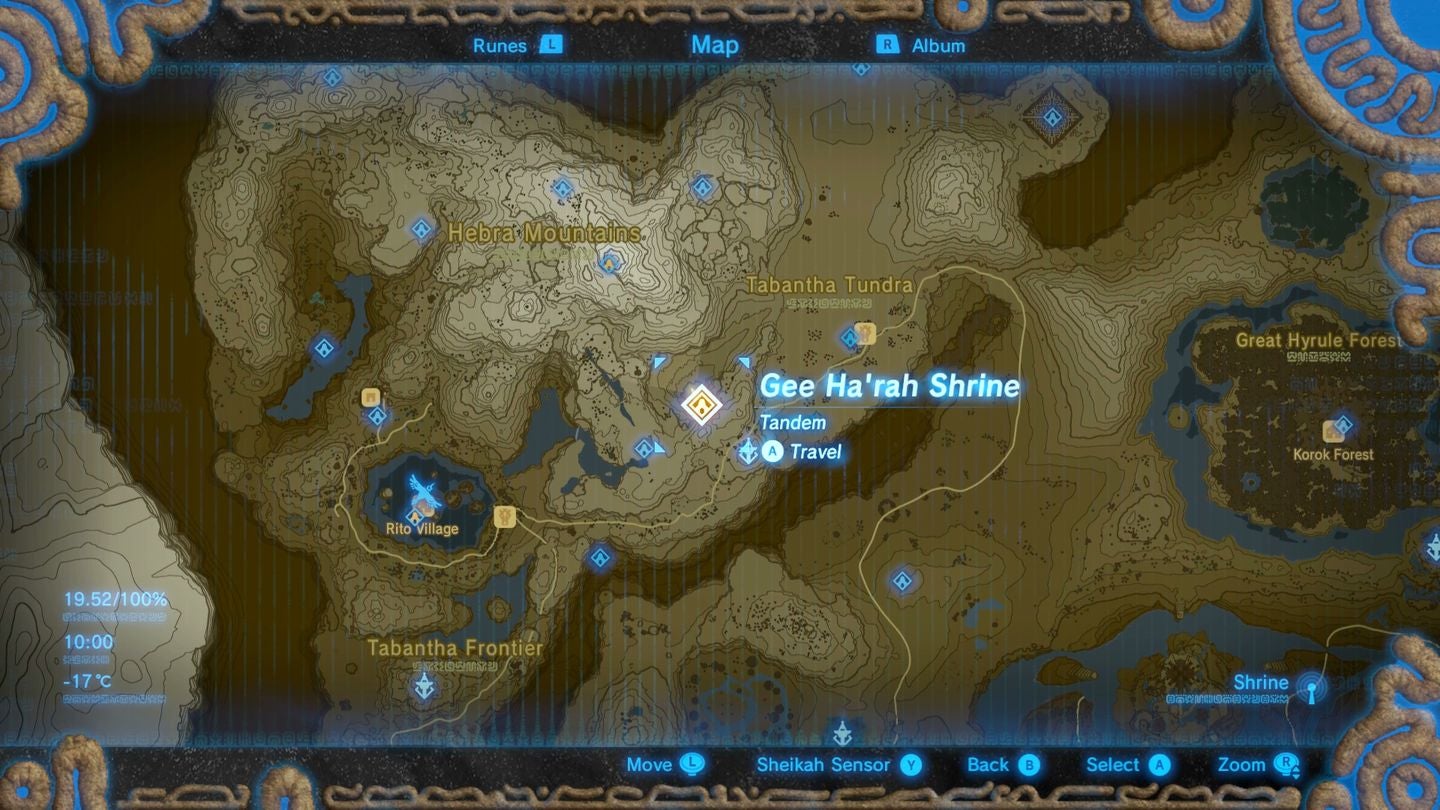 Zelda Gee Ha'rah, snowball rolling gate puzzle and Tandem solution in Breath of the Wild